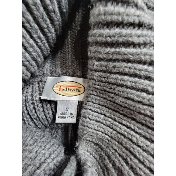 Talbots Women’s Knit Cardigan Sweater Small Gray Cotton Cashmere Blend Toggle - Picture 3 of 7